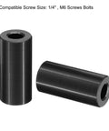 M6 Aluminum Spacers 10 Piece Set, Black Round Screw Standoffs, 1/2 In OD X 1 In L for 1/4 In Or M6 Bolts, durable aluminum spacers