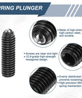 Close-up view of 10 Pieces M6 Thread Ball Plungers with hex socket 20mm length, high carbon steel, for lubrication and pneumatic tools.