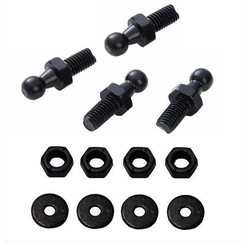 Set Of 4 10mm M6 Ball Stud Bolts For Gas Lift Mounting Brackets And Ball Ended Bonnet Fittings Universal Ball Joint Threaded Ends Zinc Plated Steel For Superior Anti Corrosion Durability Ideal For Lift Supports Shocks And Suspension Systems.