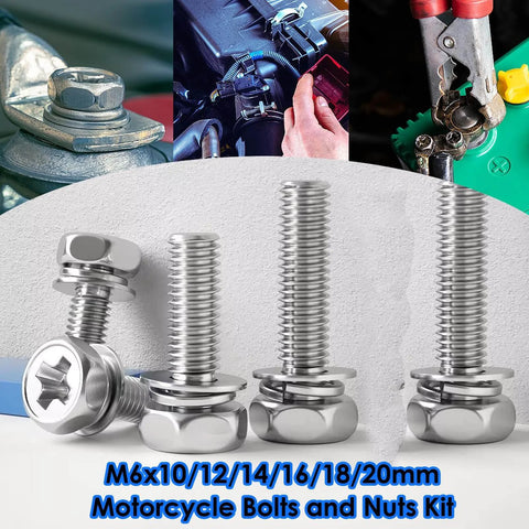 72 Pack Battery Terminal Bolts And Nuts M6 Sizes 10 12 14 16 18 20mm 304 Stainless Steel Square Nuts For Motorcycle