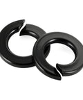Two M6 Black Spring Lock Washer 304 Stainless Steel With Black Coating close-up