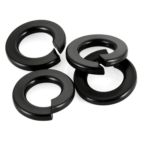 Close-up of M6 Black Spring Lock Washer 304 Stainless Steel With Black Coating, set of 50