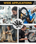 Wide applications of ✝️ Homwin 512Pcs M6 Bolts and Nuts Kit in machinery, bicycles, furniture, and motorcycles displayed.
