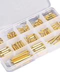 M6 Brass Standoff Screws Kit 40 Pcs in plastic case, showing single end female threaded hex spacers for PCB use