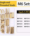 M6 Brass Standoff Screws Kit 40 Pcs Single End Female Threaded Hex Spacers PCB in storage box with size chart