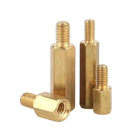 Close-up of M6 Brass Standoff Screws Kit 40 Pcs Single End Female Threaded Hex Spacers PCB