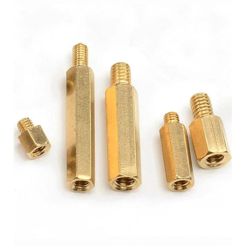 M6 Brass Standoff Screws Kit 40 Pcs Single End Female Threaded Hex Spacers PCB, various sizes shown on white background