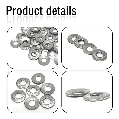 Assorted M6 Conical Knurled 304 Stainless Spring Washer 14mm OD 1mm Thick Pack of 50