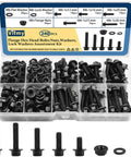 M6 Flange Bolts Kit 240 Pack Full Thread Alloy Steel Black Oxide With Serrated Nuts And Washers 12 16 20 25 30mm