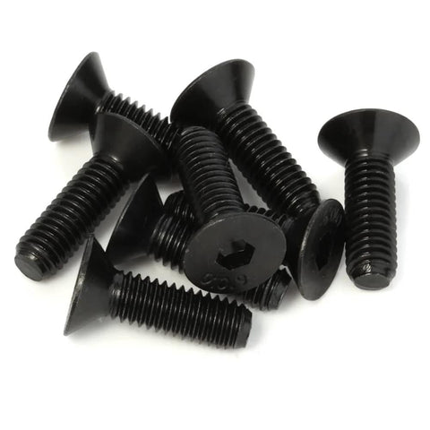 M6 X 20mm flat head socket cap screws, black oxide finish, alloy steel grade 10.9, DIN 7991, hex drive 4mm, 25 pcs.