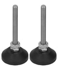Adjustable M6 screw in furniture levelers with a swivel nylon rubber base protect floors, level tables, chairs, and cabinets.