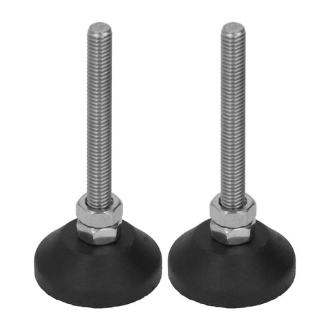 Adjustable M6 screw in furniture levelers with a swivel nylon rubber base protect floors, level tables, chairs, and cabinets.