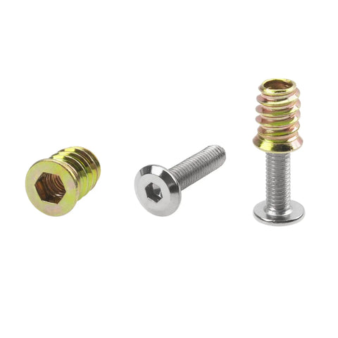 Durable M6 Furniture Screw Nut Kit with 16 Sets Including M6x25 Screws and M6x15 Wood Threaded Inserts Hex Socket Drive Includes 2 Wrenches