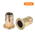 Half Hex Body Flange Rivet Nut Set M6 Carbon Steel Zinc Plated Threaded Insert Nuts With Knurled Body 25 Pieces Uxcell image