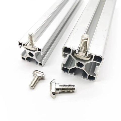 M6 30mm Hammer Head T Slot Bolts For 3030 Aluminum Extrusion installed in T-slot profile close-up