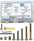 150Pcs M6 Hardware Replacement Kit For Baby Crib And Furniture Includes Hex Socket Head Cap Screws Nuts And Barrel Bolts Zinc Plated Fasteners With Free Tools Stored In Labeled Plastic Box featuring screws and tools
