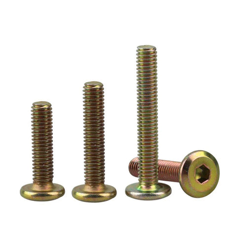 Four zinc plated hex socket head cap screws from 150Pcs M6 Hardware Replacement Kit For Baby Crib And Furniture Includes Hex Socket Head Cap Screws Nuts And Barrel Bolts Zinc Plated Fasteners With Free Tools Stored In Labeled Plastic Box