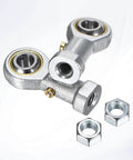 2-Pack PHS6 Rod End Bearing With M6x1.0 Left-Hand Thread Self-Lubricating Female Thread Steel Joint Rod Ends With Jam Nuts