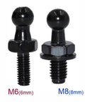 Set Of 4 10mm M6 Ball Stud Bolts For Gas Lift Mounting Brackets And Ball Ended Bonnet Fittings Universal Ball Joint Threaded Ends Zinc Plated Steel For Superior Anti Corrosion Durability Ideal For Lift Supports Shocks And Suspension Systems, shown with larger M8 ball stud