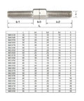 Double End Thread Rod M6 M8 Stainless Steel 304 Left And Right Thread Stud Bolts with size chart