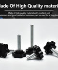 61 Piece M6 Star Knob Screw Kit with nylon black plastic star hand knobs and steel tightening screws for machinery equipment