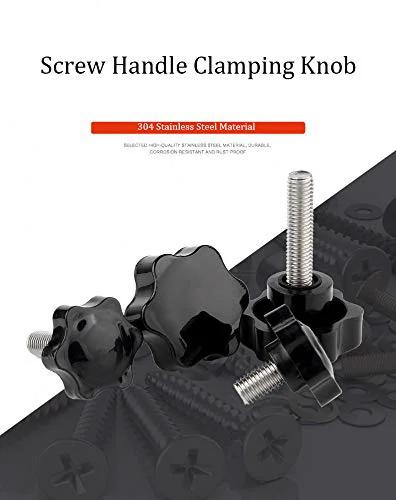M6 x 30mm Plastic Clamping Knobs Set with Thumb Screws and Star Knobs, corrosion resistant, front view