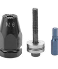Close-up view of M6 head from Pneumatic Rivet Nut Head Set For Air Riveters M5 M6 M8 M10, Four Size Kit With Hex Straight Shank