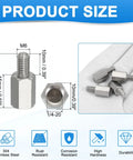 4 Pack M6 To One Quarter Twenty Reducing Standoff Screws Stainless Steel 304 For PCBs And Motherboards with product size details