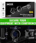 M6 16mm Rack Mount Cage Nuts Screws And Washers Kit 50 Pack For Server Cabinets And Routers packaging and diagram