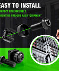 M6 16mm Rack Mount Cage Nuts Screws And Washers Kit 50 Pack for server cabinets, shown in use with assembly illustration.