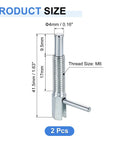 Two Pack Retractable Indexing Plunger Pins M6 Thread, 41.5mm Overall Length, 9.5mm Pin Diameter, size diagram shown.
