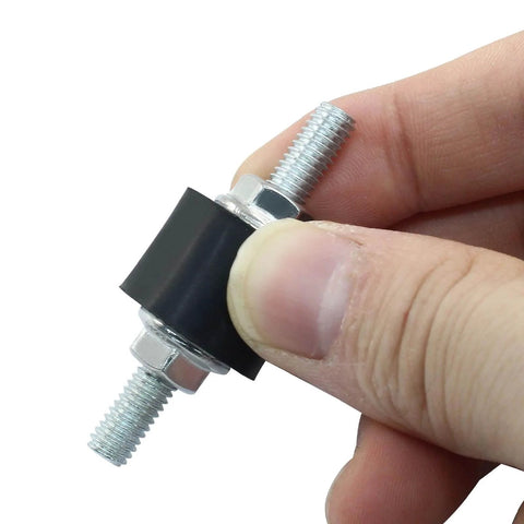 Close-up of person holding Beefy M6 Rubber Isolator Mounts 20 By 15 Mm Four Pack With Eight Hex Lock Nuts Anti Vibration Shock Absorber