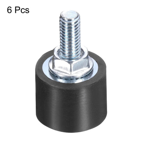 M6 Rubber Isolator Mounts With Studs 20x15mm Male Female Threads Vibration Absorbers Zinc Plated Cylindrical Mounts