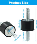 Beefy M6 Rubber Isolator Mounts 20 By 15 Mm Four Pack With Eight Hex Lock Nuts Anti Vibration Shock Absorbers For Machinery, Equipment And Audio Gear, Heavy Duty Vibration Isolation, showing product size and dimensions.