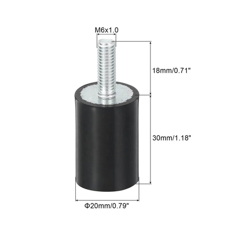 Experience reduced vibration and steadier performance with these M6 rubber mounts, 20x30mm cylindrical vibration isolators with 18mm studs