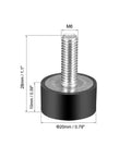 Side view of M6 Thread Rubber Mounts Vibration Isolators Cylindrical Shock Absorbers With Studs 20 X 10 Mm Set Of 4.