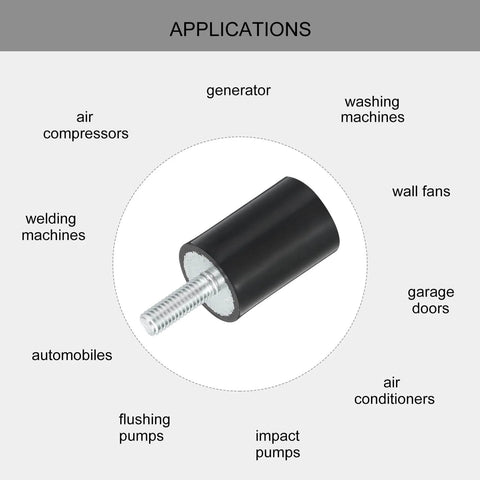 Experience reduced vibration and steadier performance with these M6 rubber mounts, 20x30mm cylindrical isolators, image showing applications
