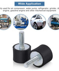 Compact M6/M8 cylindrical rubber isolators with threaded studs for reliable vibration damping in welding machines and equipment