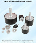 4 Pack M6 Rubber Vibration Isolators With Lock Nuts For Motors, Pumps, Compressors And Bobbins, SilentBlock Mounts