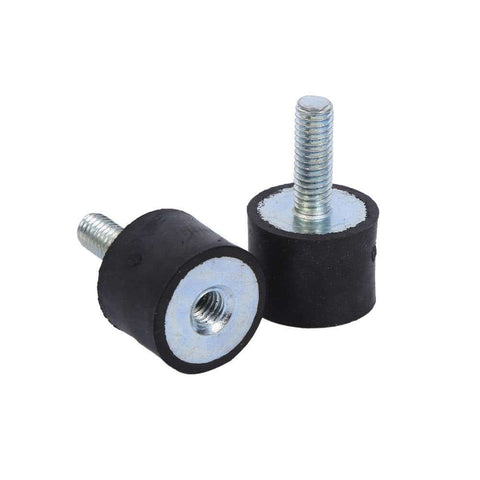 Four Pcs Rubber Isolators M6 Vibration Mounts 304 Stainless Steel Anti Vibration Boat Bobbins For Radio Equipment Instruments And Machinery Reducing Noise And Protecting Against Dynamic Lateral Vibration. Two rubber vibration mounts with metal bolts visible.