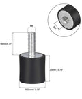 Efficient vibration isolation for DIY projects and small machinery with M6 rubber mounts; 20mm square and 18mm thread visible