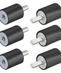 Durable rubber vibration isolators create stable, low-noise mounting for machinery and electronics with M6 threaded studs and compact 20x25mm pads in a set of six for easy, secure mounting