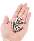 Person holding 20 Pack Shoulder Bolts M6 1.0 X 12 Mm Thread 8 Mm Diameter 12 Mm Length Socket Cap Shoulder Bolts In 304 Stainless Steel