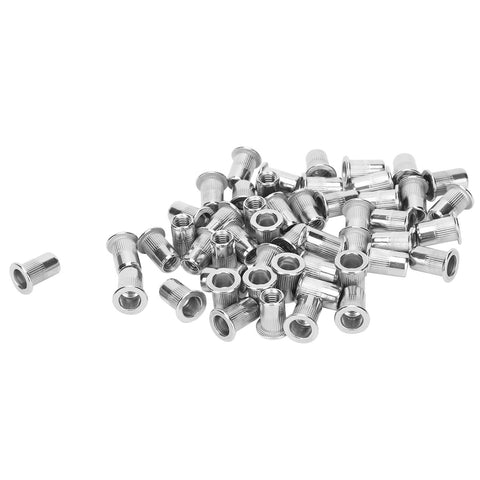 50 Piece Blind Rivet Nut Set Stainless Steel M6 Ribbed Nuts For Pro Grade Heavy Duty Fast Secure Installations And Durable Hardware Accessories