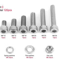 120 Pieces M6 Stainless Steel Hex Socket Head Bolts Screws Nuts Washers Assortment Kit For Home Office Appliances and General Fastening Projects Durable Rust Resistant 304 Stainless Steel Construction