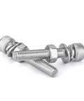 120 Pieces M6 Stainless Steel Hex Socket Head Bolts Screws Nuts Washers Assortment Kit For Home Office Appliances And General Fastening Projects Durable Rust Resistant 304 Stainless Steel Construction, showing close-up of bolts with washers and nuts on white background