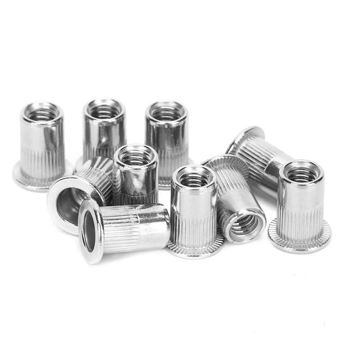 Bulk 50Pcs Blind Rivet Nuts Set M6 Stainless Steel Ribbed Nuts For Automotive Projects Elevators Switches Instruments And Furniture Hardware Accessories Glomora