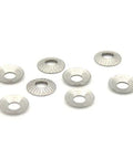 Belleville Washer M6 Stainless Steel Disc Spring Pack Of 50 in various arrangements on a white background