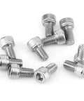 Close-up of 120 Pieces M6 Stainless Steel Hex Socket Head Bolts from Assortment Kit for Home Office Appliances and Fastening Projects