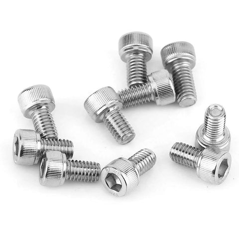Close-up of 120 Pieces M6 Stainless Steel Hex Socket Head Bolts from Assortment Kit for Home Office Appliances and Fastening Projects